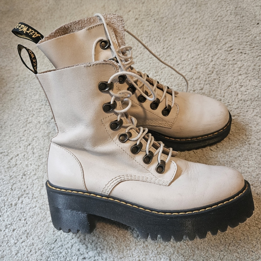 Dr. Martens Off-White Leather Boots